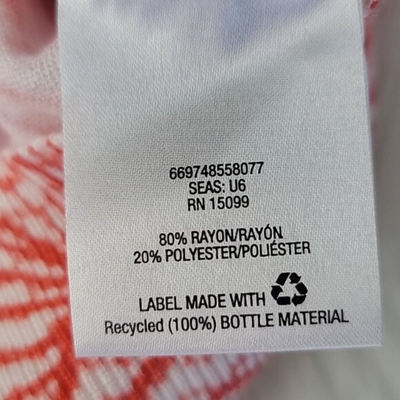 COVINGTON Orange White Abstract Button Crewneck Office Casual Cardigan Sweater L - Picture 5 of 9